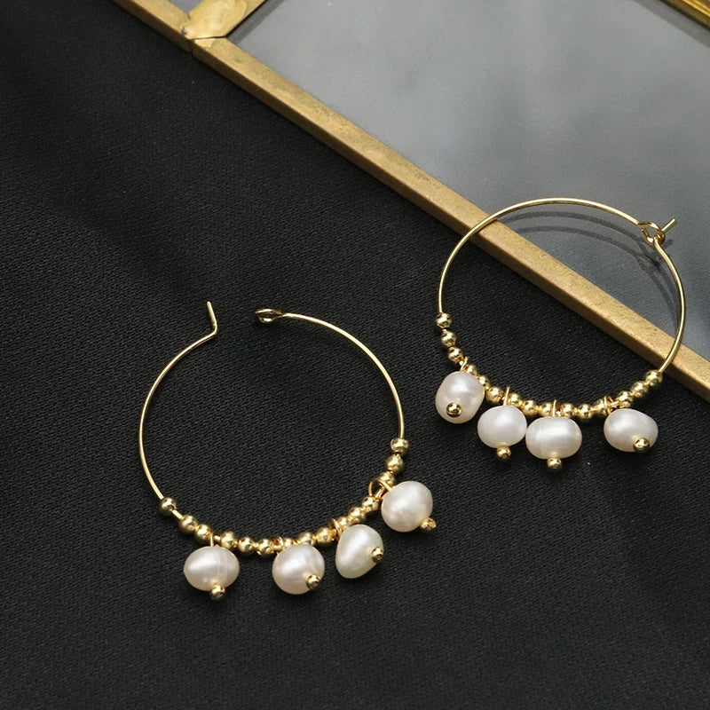 New Jewelry Yiwu Wholesale Gold Plated Natural Pearl Earings Jewelry Women Korean Wholesale Bulk 18K Gold Plated Jewelry