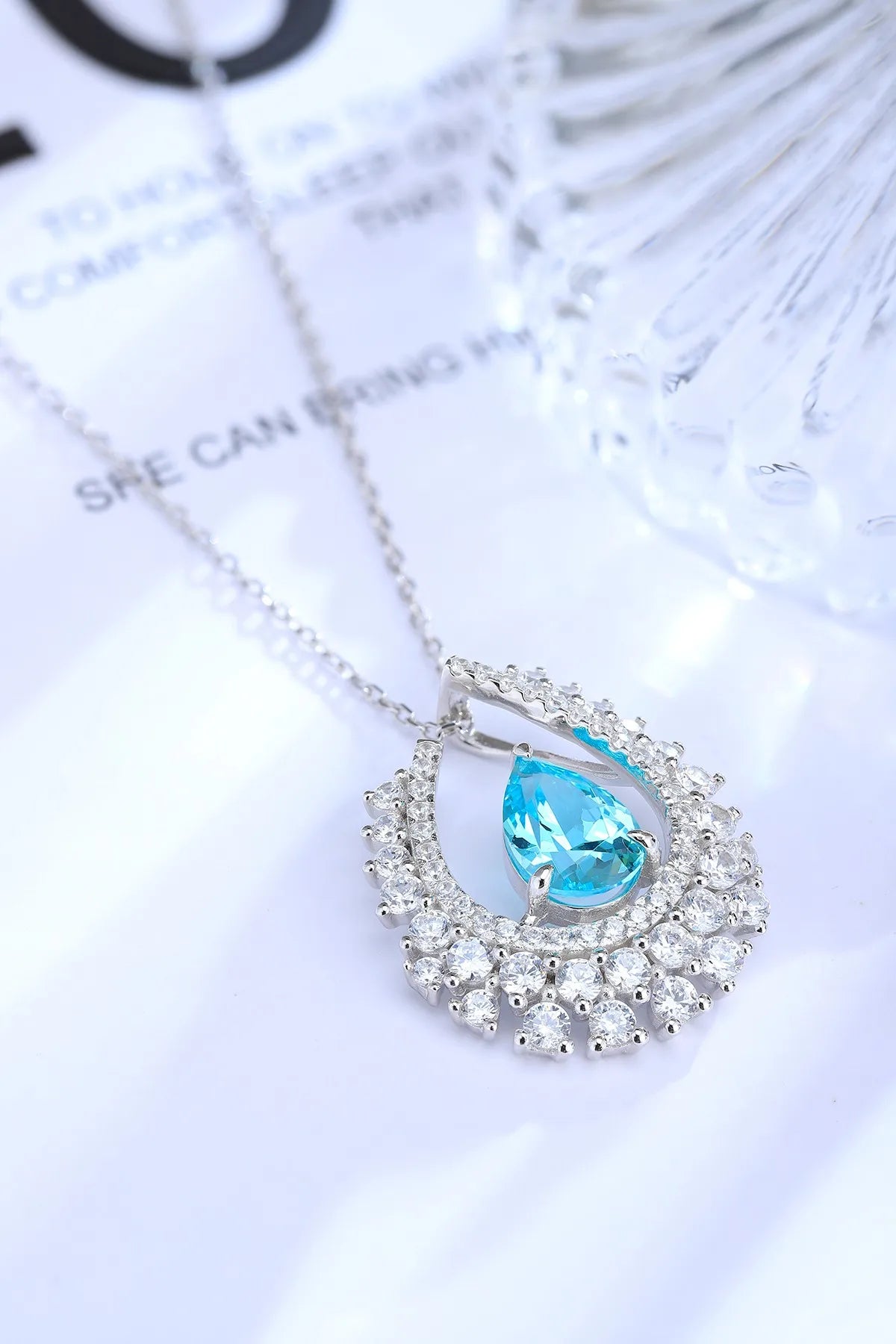 Gemfiori Anster 925 Sterling Silver High-quality Cultivated Paraiba Necklace - Suitable for Parties or As a Gift