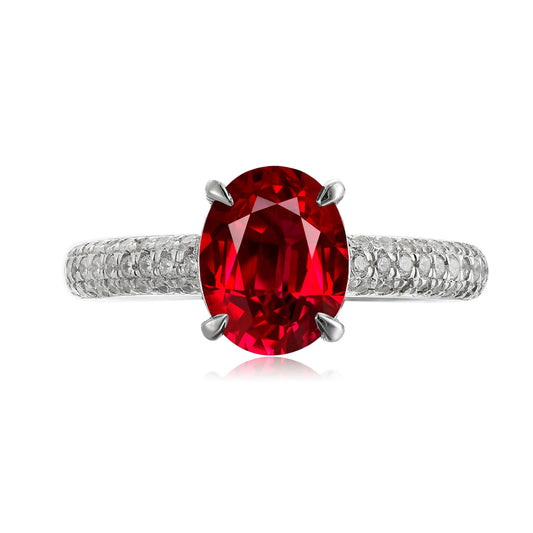Gemfiori Luxury Lab Grown Ruby Vintage Rings for Women Sterling Silver 925 Rhodium Plated Wedding & Anniversary Custom