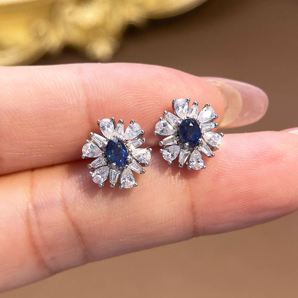 Gioiellieri Oval Cut Natural Ruby Stud Earrings S925 Silver Rhodium Plated Original Style Gemstone for Women Wedding Gift