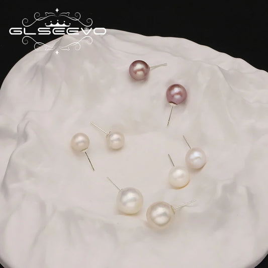 GLSEEVO High Sense Natural Freshwater Pearls Female Ear Hooks Luxury Earrings Give a Gift to a Friend Fine Jewelry