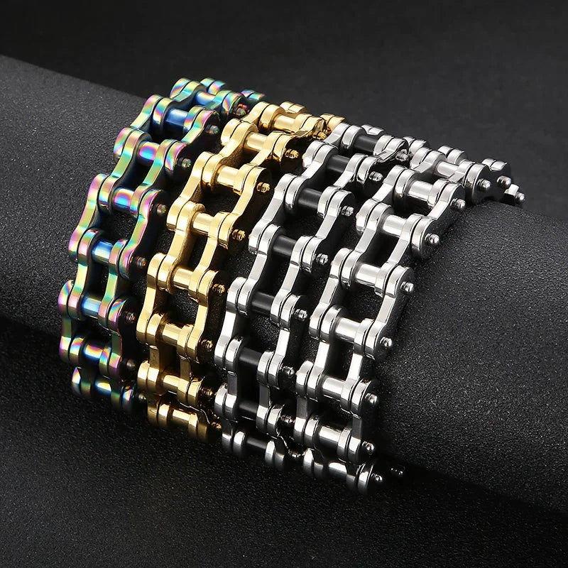 VIKING Mens Vintage Bike Chain Bracelet – Multi-Colour Stainless Steel