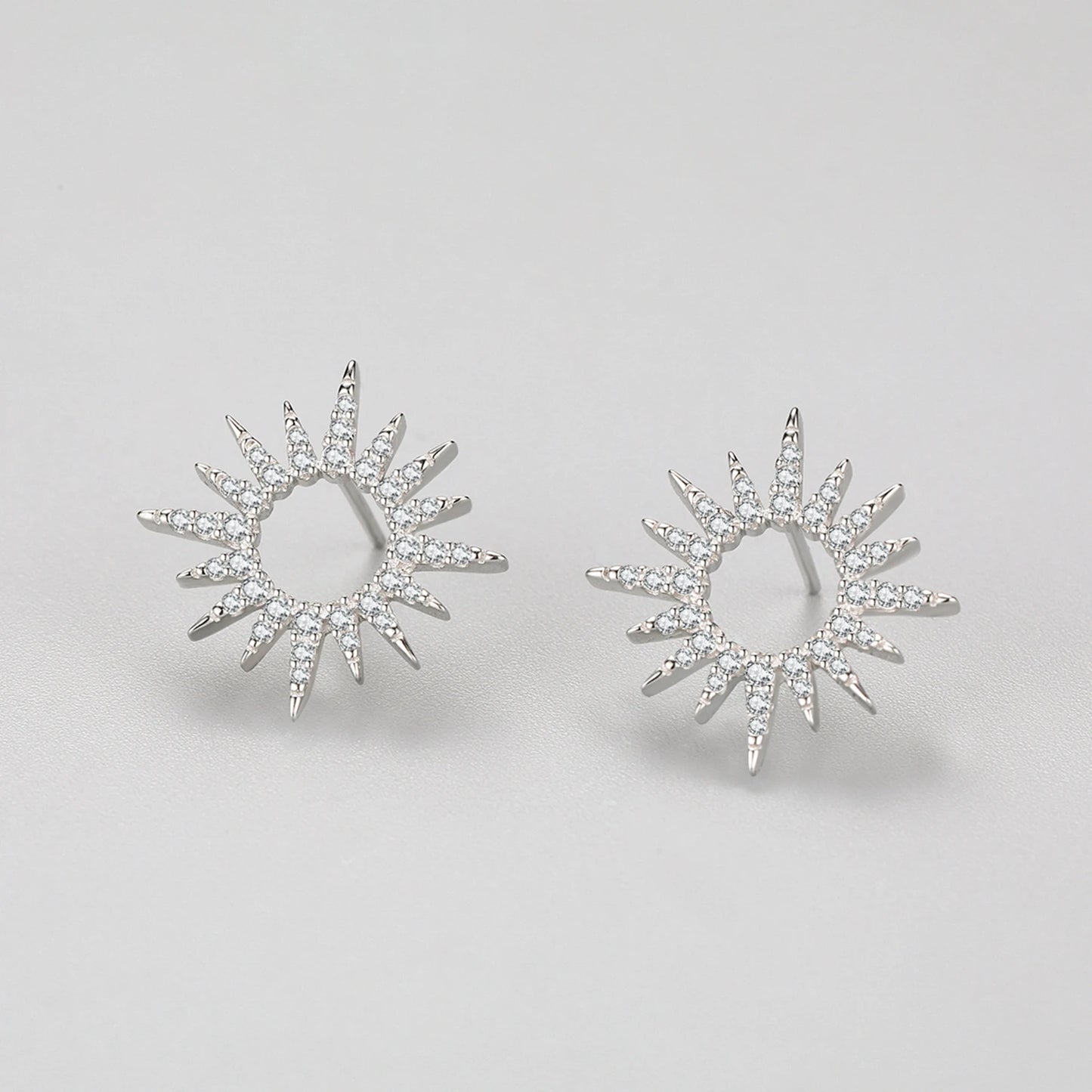 Sparkling Clear Zircon 925 Sterling Silver Luxury Sun Pendant Necklace Earrings For Women Classic Wedding Statement Jewelry