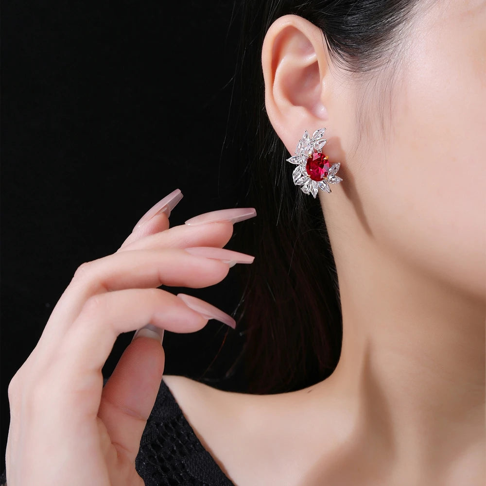 MUSHAN Jewelry Factory Pure Silver Stud Earrings Light Luxury High Carbon Diamond Electroplated Gold Bestseller Accessory