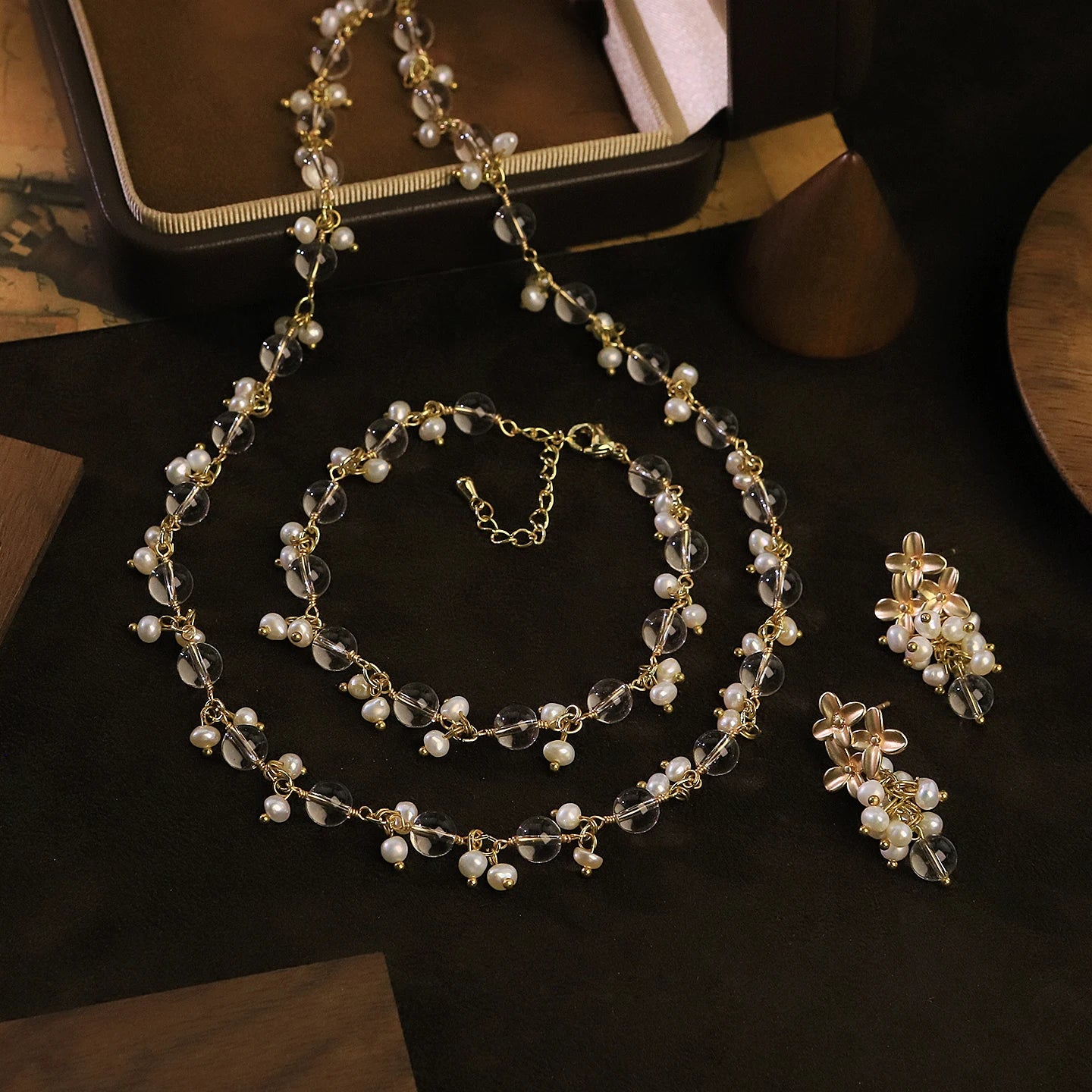 GS0286 Natural Freshwater Pearl Necklace & Bracelet Jewellery Set for Women