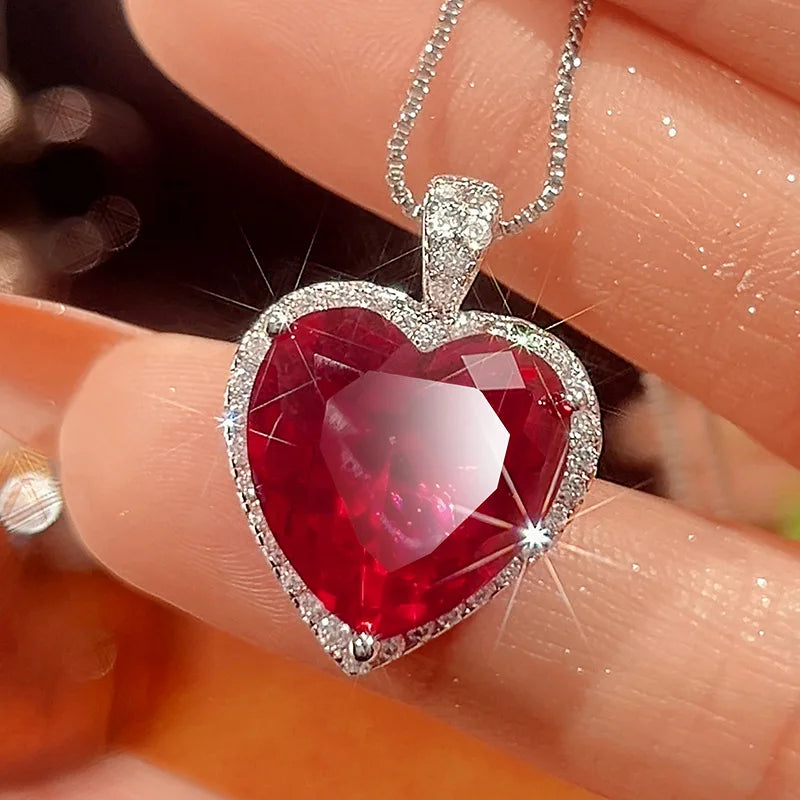 REDheart Zircon-Inlaid 18K Gold-Plated Trendy Women's Copper Bottom Simulation Blue Spike Heart Pendant Wedding Jewelry Set
