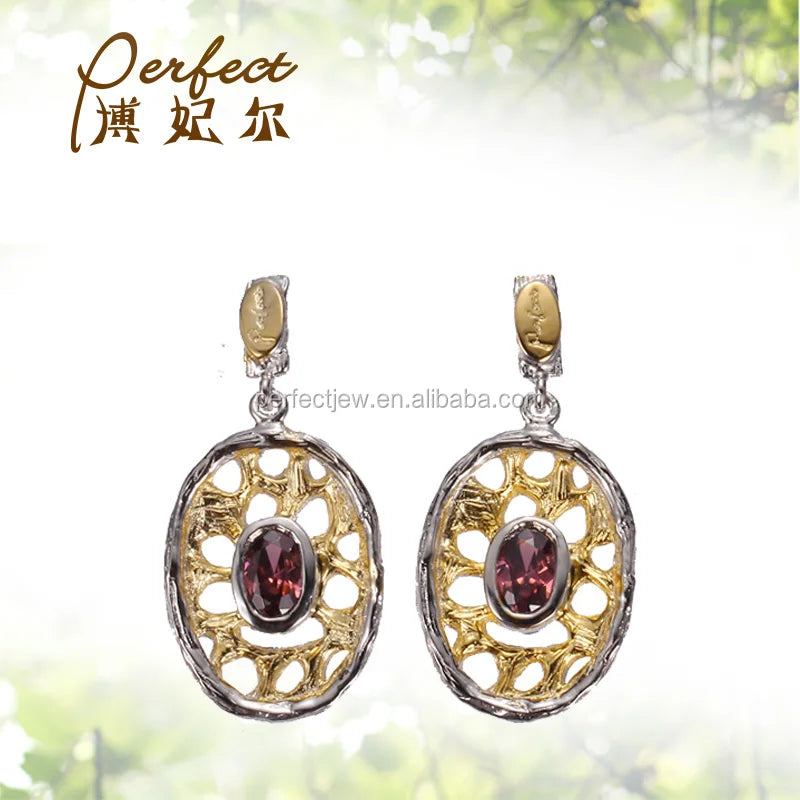 Italian Style Oval Design 925 Sterling Silver Clip Earrings with Gold Plated