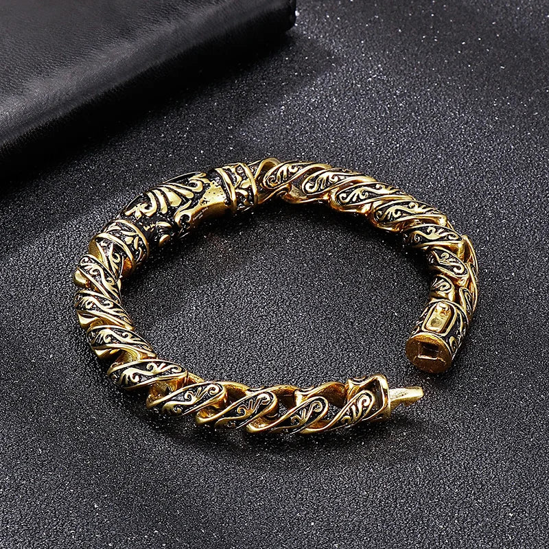 KALEN Personality Retro Cast Totem Pattern Bracelet Homme Men Stainless Steel Jewelry Bracelets Bangles for Men