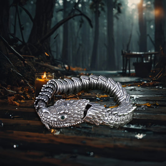 Hot Sale High Quality Stainless Steel Viking Bracelet Animal Series Gold Snake Shaped Fashion Chain Link Jewelry CZ Bangle Gifts