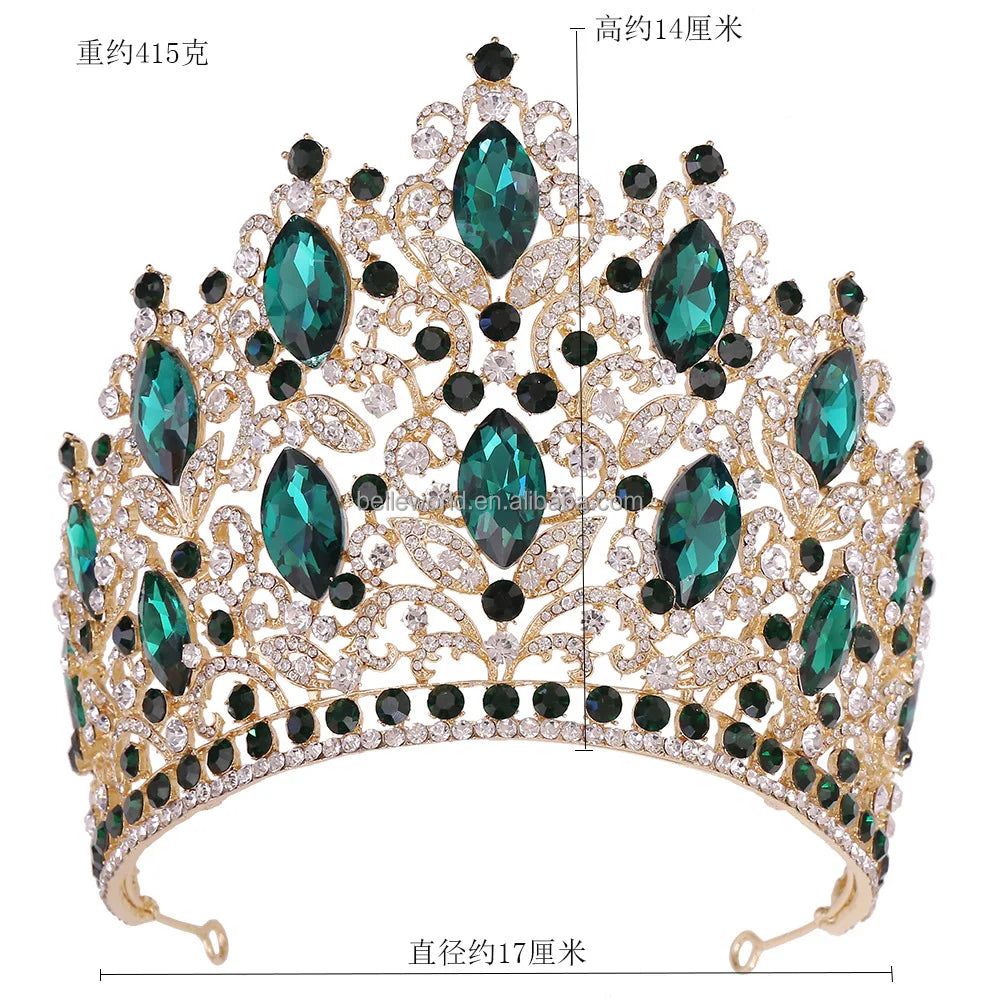 BELLEWORLD Hot Fashion Luxury Coronas Para Reinas Hairpieces for Brides Shiny Big Rhinestone Wedding Party Crown Tiaras Tiaras