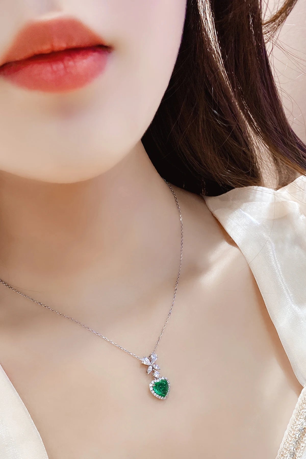 Gemfiori Fine Jewelry Gemstone Necklace 2024 New Fashion S925 Necklace Lab Grown Emerald Necklace for Party Wedding Appointment