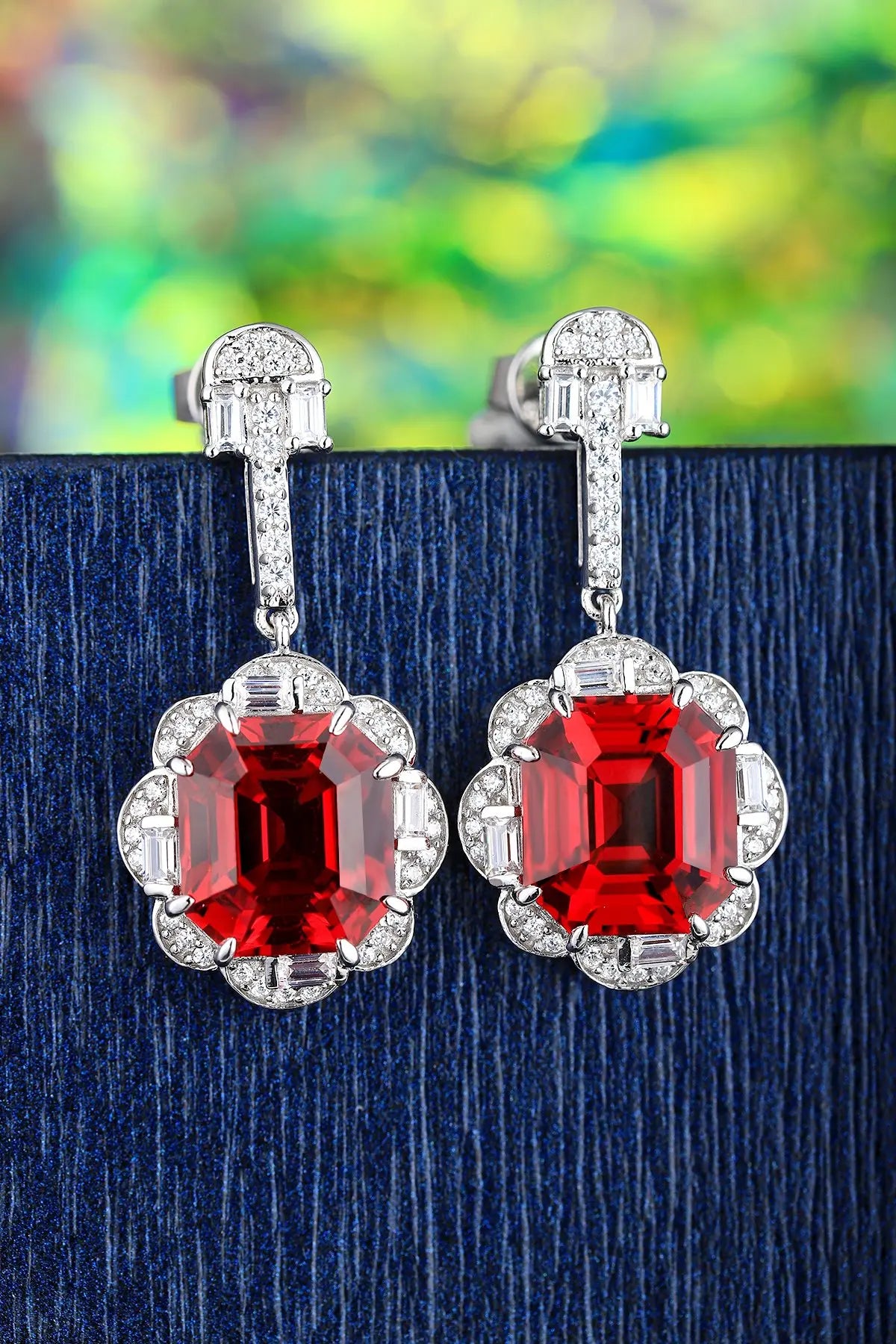 Gemfiori Anster High Quality S925 Lab Grown Ruby Earring Stud Dainty Gemstone Stud Earrings for Women Daily Wear Gift