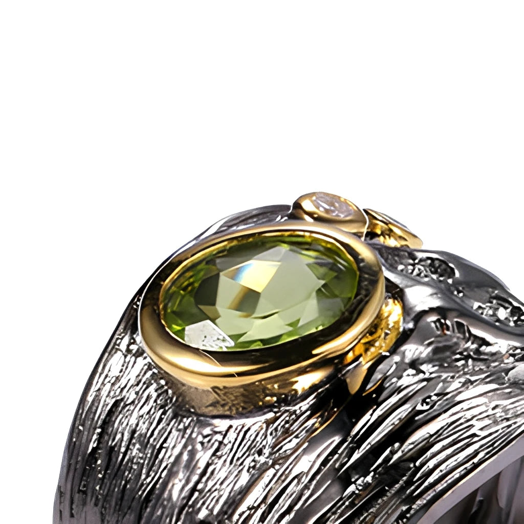 SASSARRI Bezel Setting 925 Sterling Silver Peridot Ring | Designer Jewellery