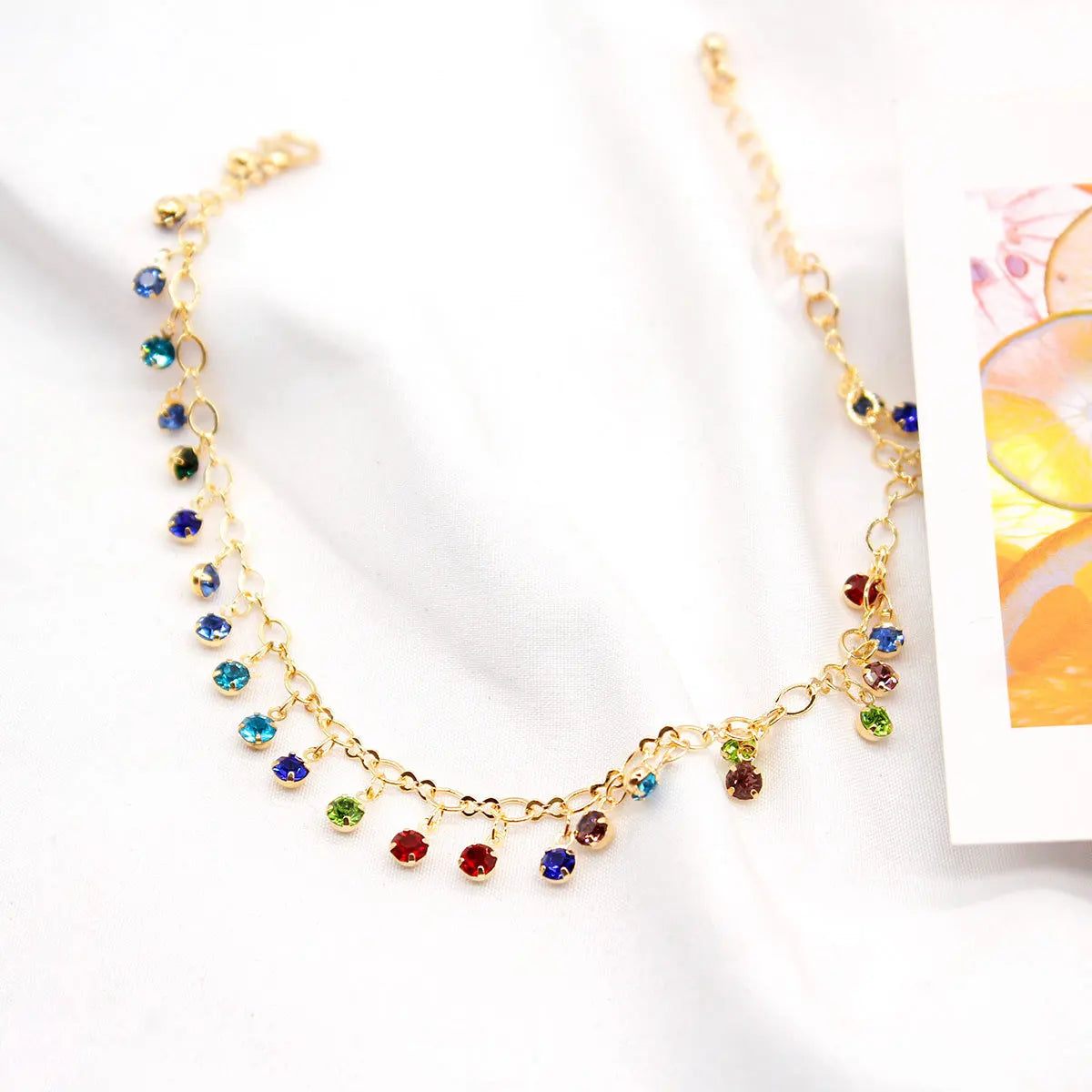 Fashion Colorful Crystal Diamond Beads Anklet Creative Beach Personality Sparkling Footwear Anklet for Women
