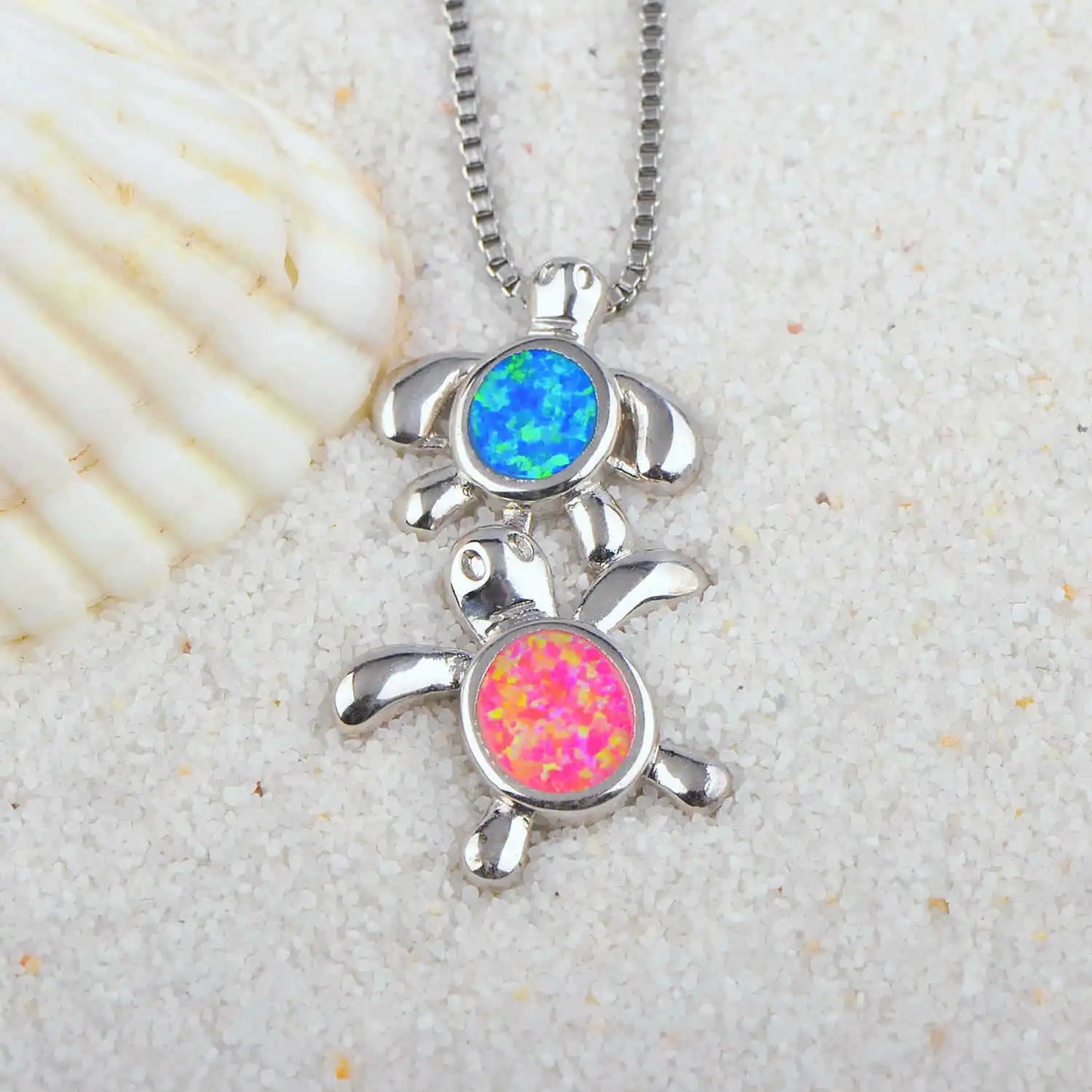 Aobao Couple Turtle Necklace, Turtle Pendant, Sweater Chain, Opal Necklace