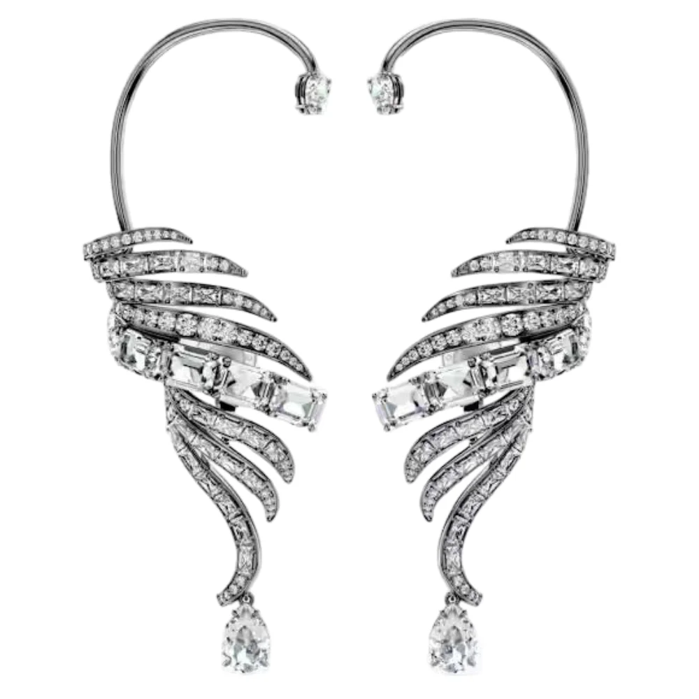 S&S Fashion Women Jewelry Earrings Collection, Twist Crystal Stud, Black Swan Dangle Earrings for Daily Occasions