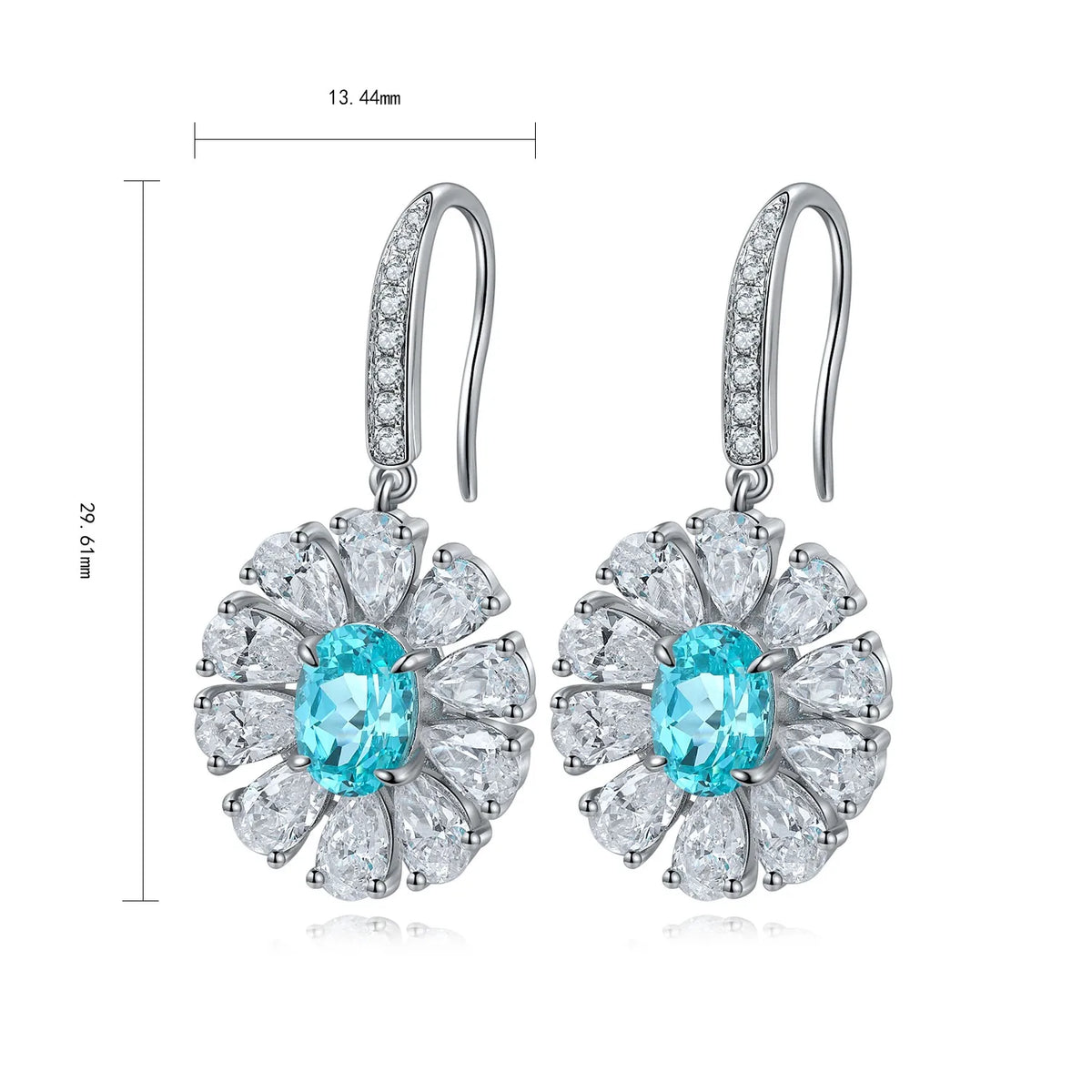 Gemfiori Anster High Quality S925 Lab Grown Paraiba Earring Stud Dainty Gemstone Stud Earrings for Women Daily Wear Gift