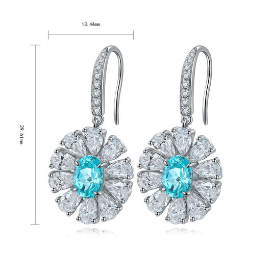 Gemfiori Anster High Quality S925 Lab Grown Paraiba Earring Stud Dainty Gemstone Stud Earrings for Women Daily Wear Gift