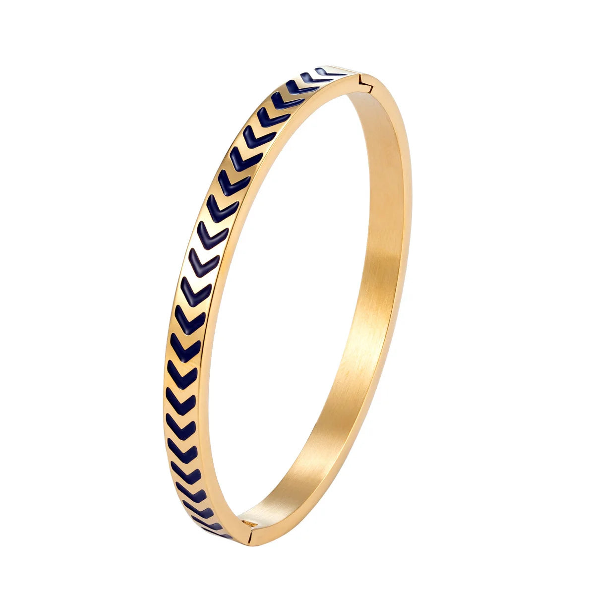 REBEL Women's Trendy Gold and Black Epoxy Stainless Steel for Bracelet New Fashion Titanium Steel Jewelry