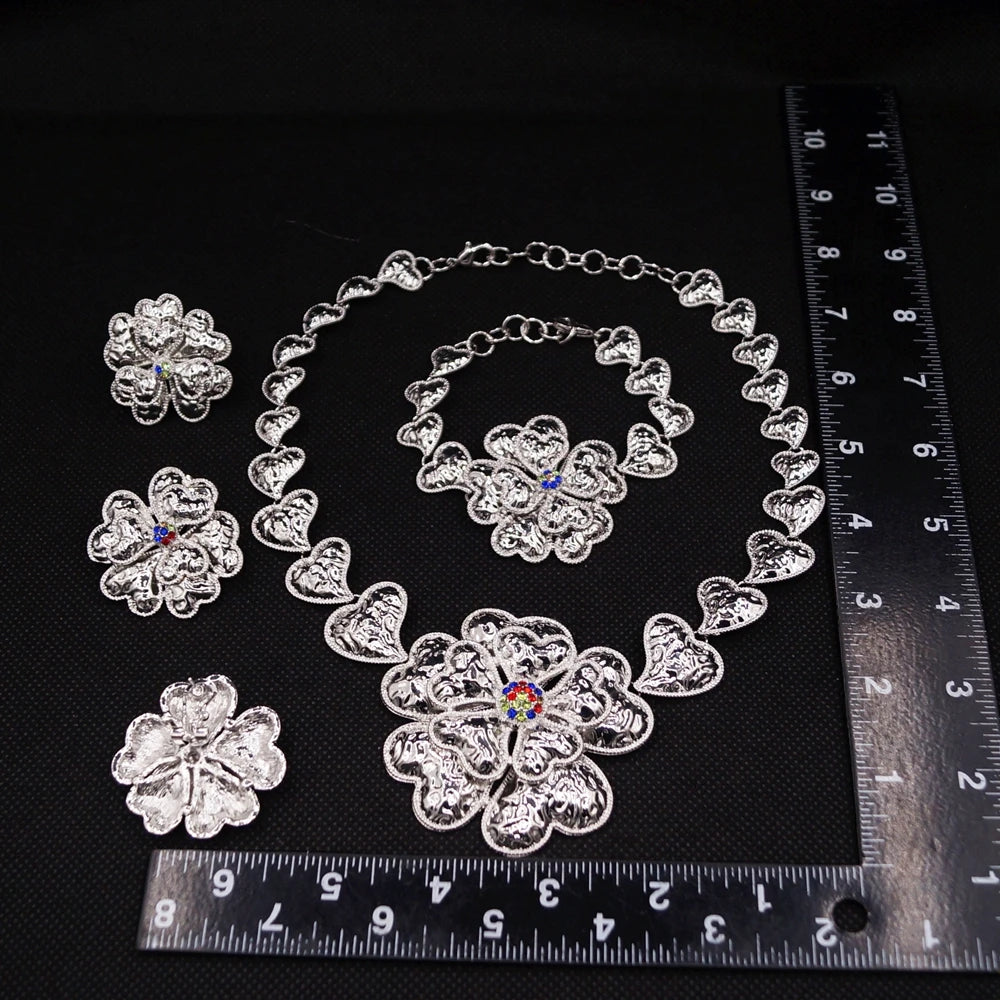 Italian Jewelry Set Alloy Brazilian Jewelry Sets Wedding Party Pendant Spiral Necklace Bracelet Ring Earrings Jewelry Set I0104