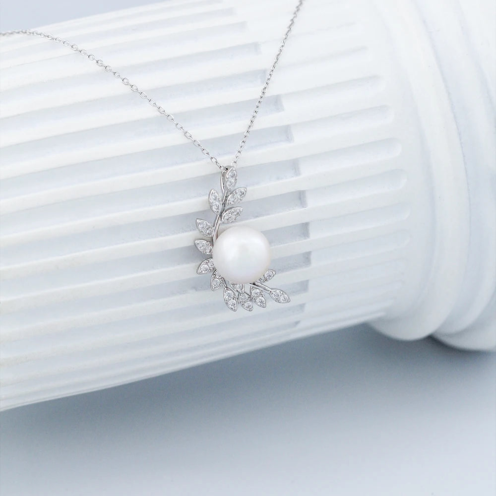 AKOYA 9-10MM High Quality Pearl Jewelry Natural Seawater Round Pearl Necklace 925 Silver Zircon Jewelry