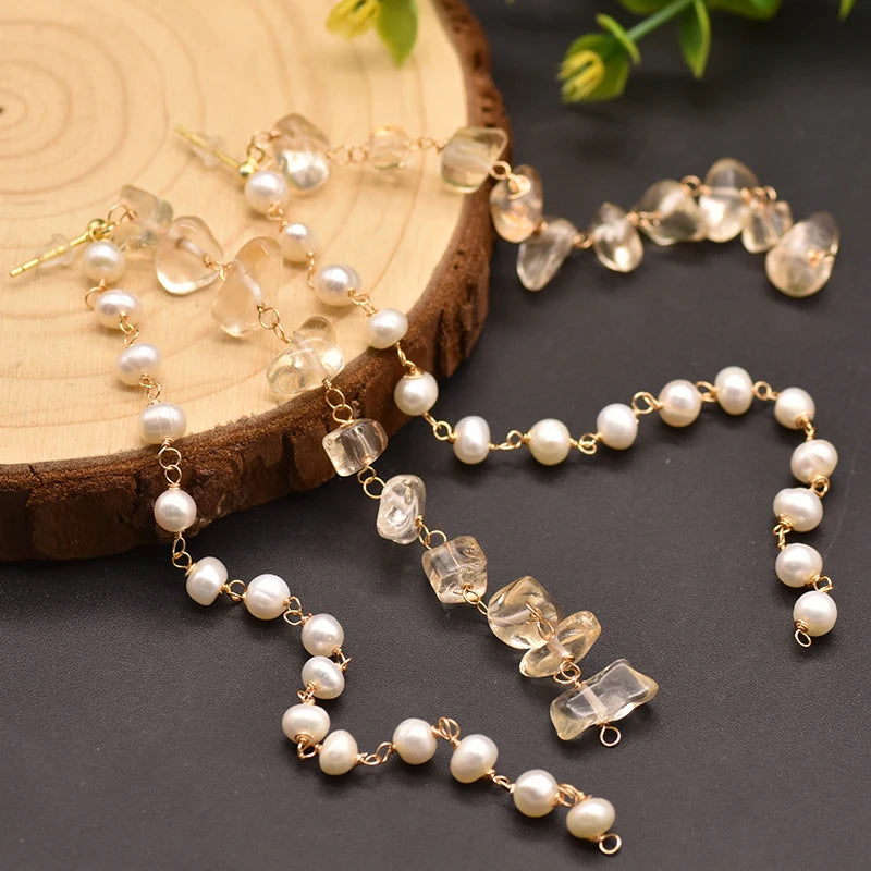 Natural Fresh Water White Pear Long Tassels Earring for Women Wedding Gift Fine Jewelry