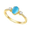 Gemfiori Abiding Classic Design 925 Silver Yellow Gold Plated Turquoise Rings Stacking Synthetic Gemstone Turquoise Ring in Stock