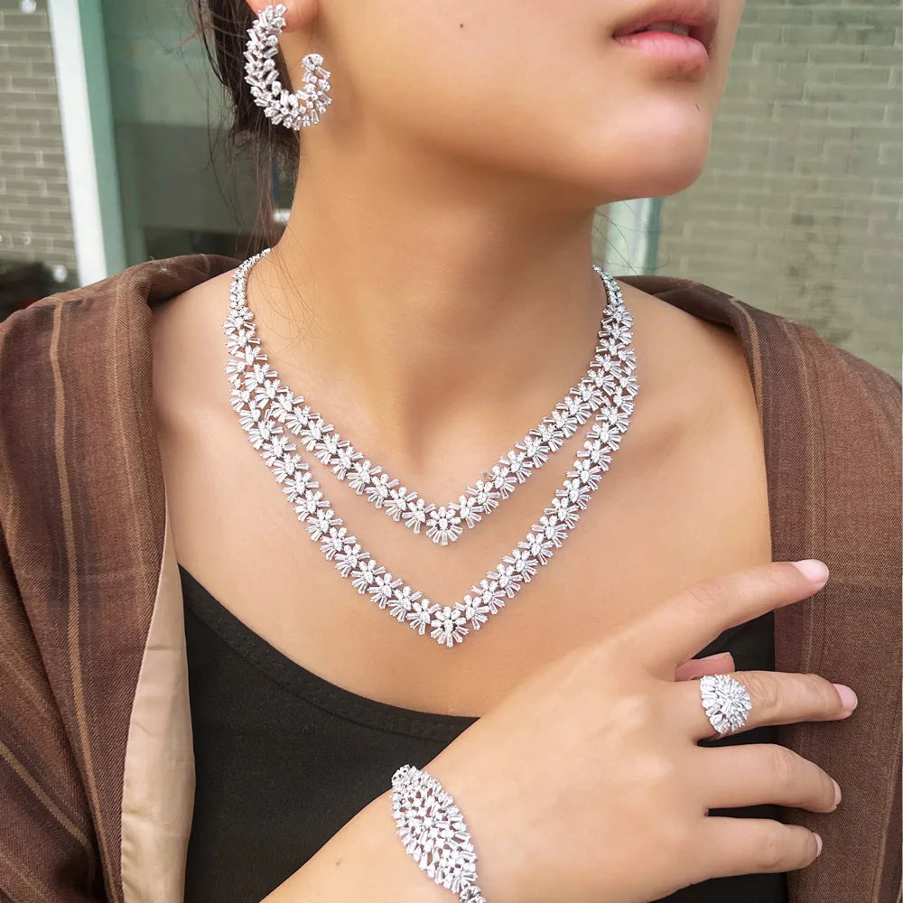 High Quality Cubic Zirconia CZ Women Jewellery 2024 Arabic Bridal Jewelry Set for Women Wedding Pakistani