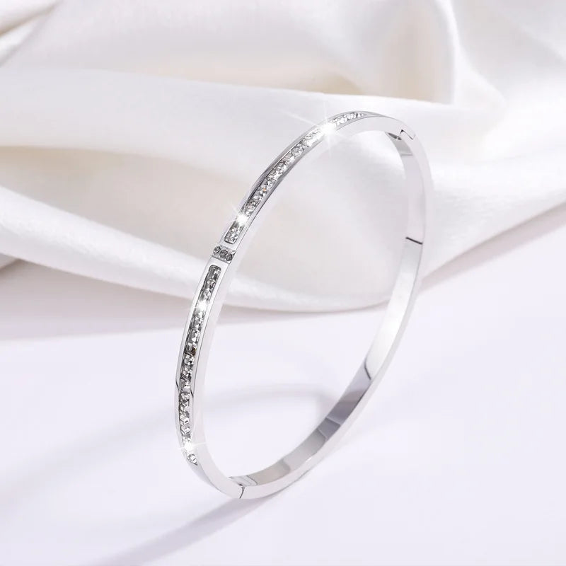 REBEL Stainless Inoxydable Stainless Steel 18K Gold Plated Roman Women Fashion Jewelry Bracelets Bangles