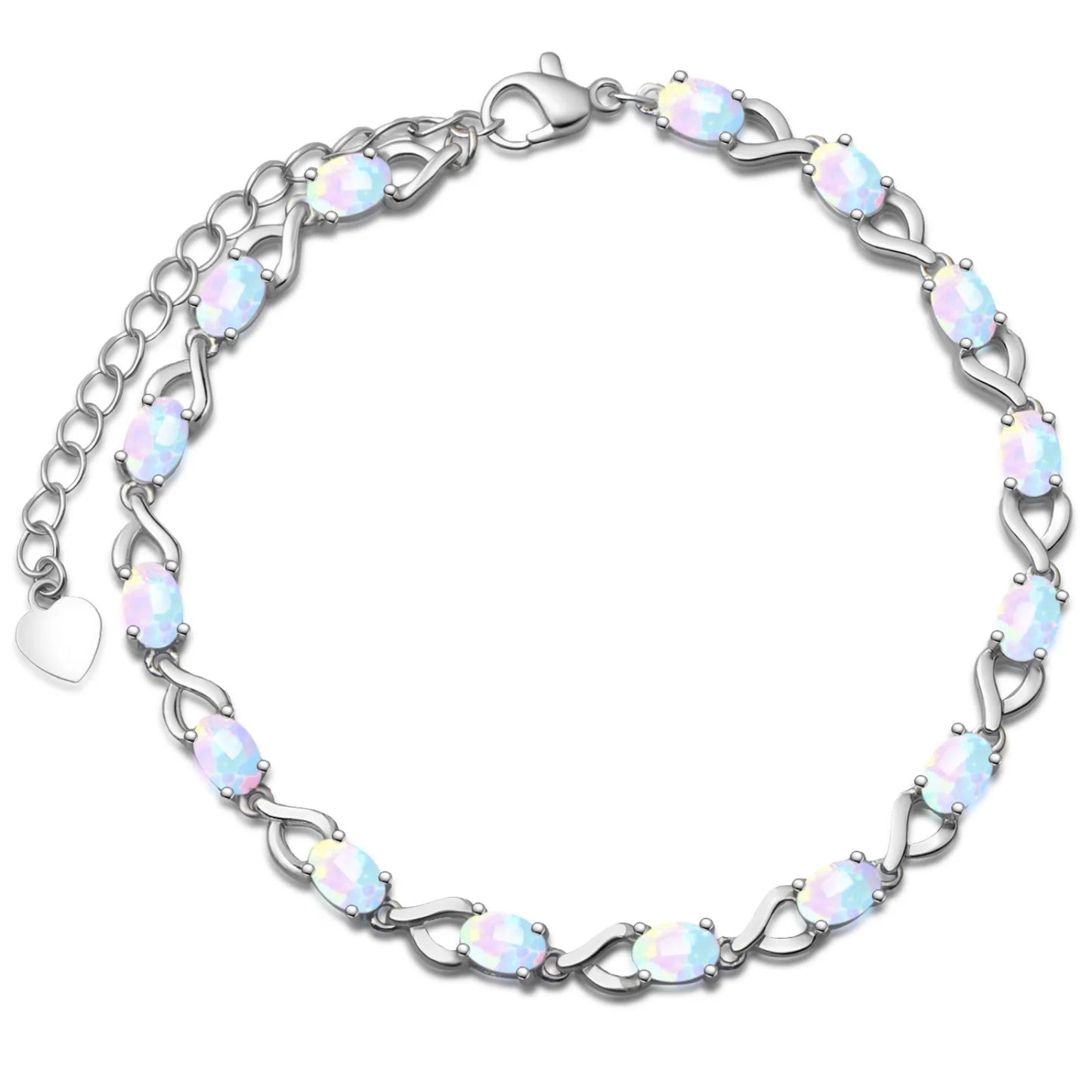New Arrival Geometric Brass Silver Plated Christian Opal Women's Trendy Bracelet Bulk for Daily Wear