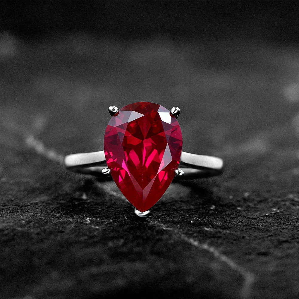 MuShan Jewelry Factory New 4.5ct High Carbon Diamond Ring in 925 Silver From Europe and America Pink Teardrop Shaped 10*14