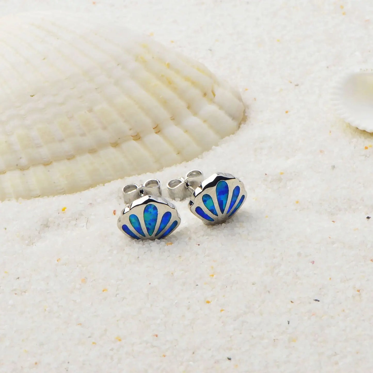 Aobao Bohemian Silver Plated Opal Animal Shape Stud Earrings