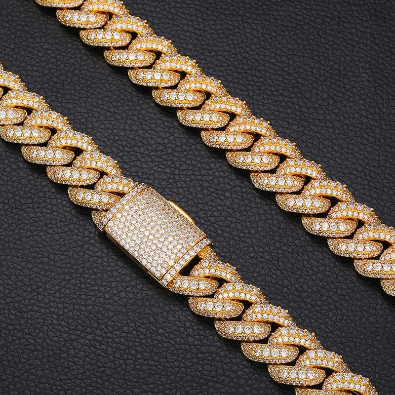 Joker Tide 5mm-18mm Bubble Cuban Chain Necklace for Men Personalized Hip-Hop Street Style Zircon Jewelry Sets Street Fashion