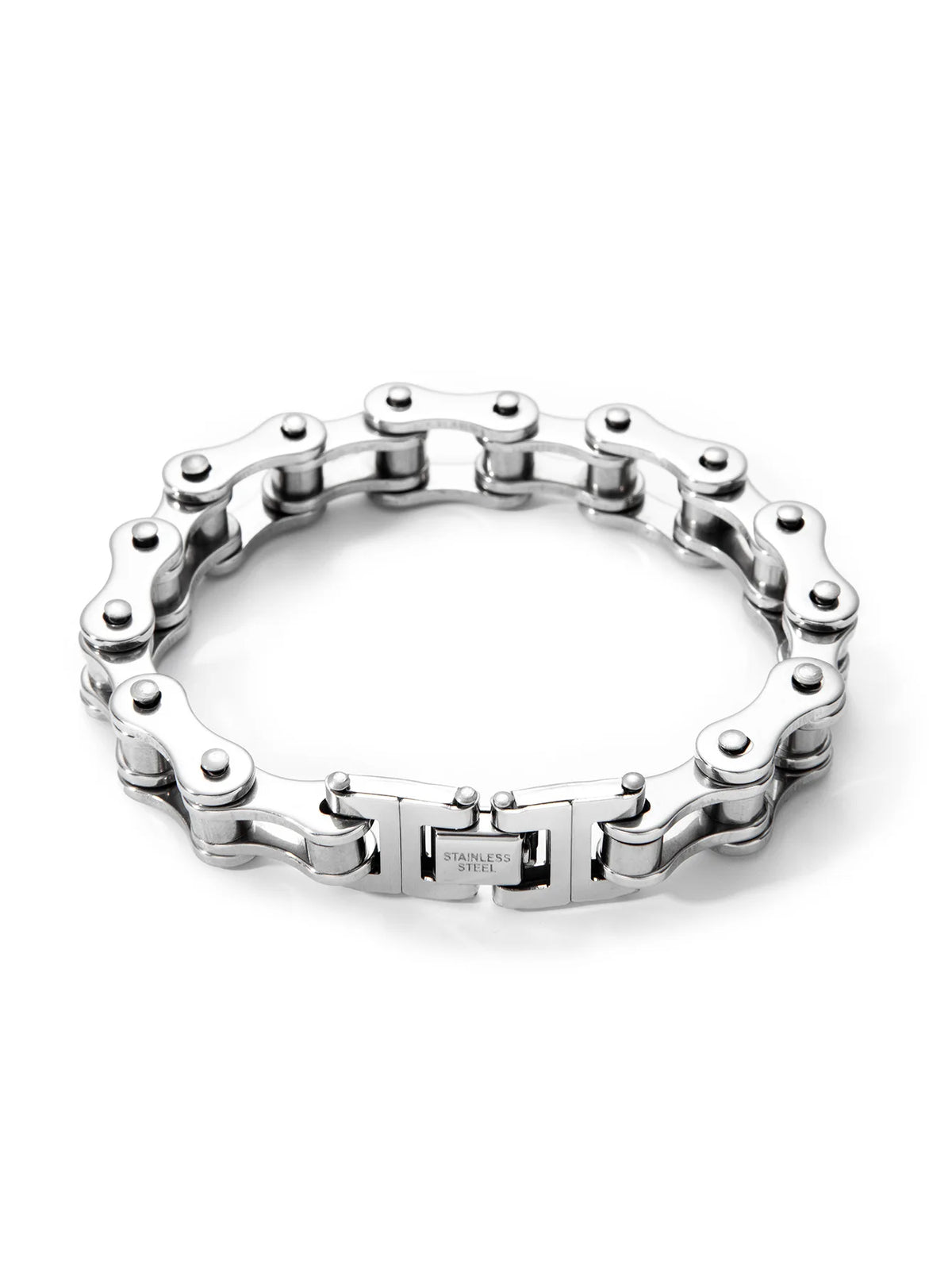 REBEL Stainless Steel Real Gold Plated Biker Chain Bicycle Link Bracelet for Men Street Stackable Hip Hop Tarnish Resistant