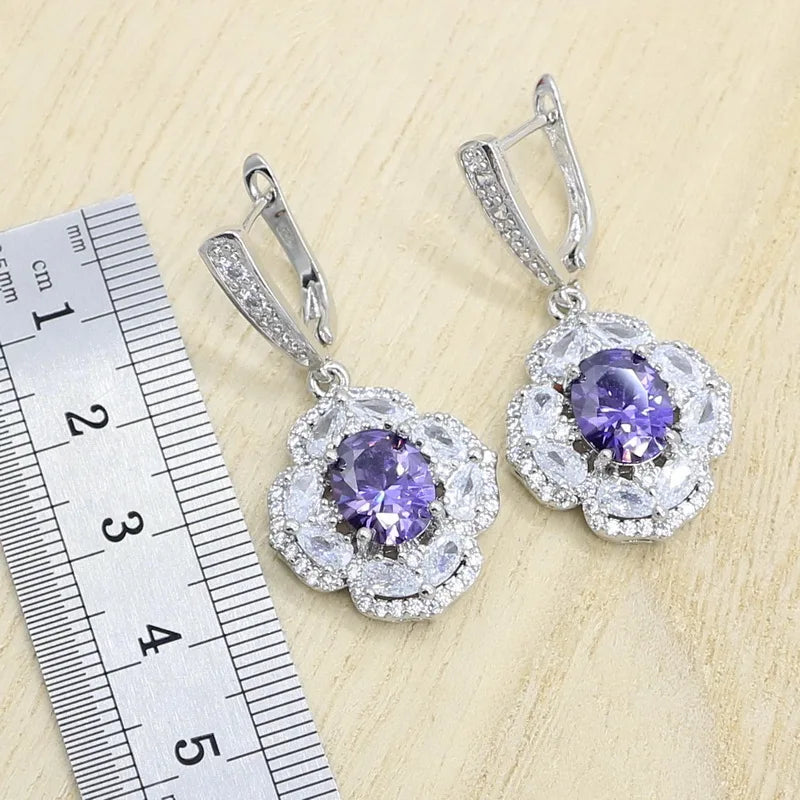 XOTICA Customizable 925 Silver Jewelry Sets for Women Bridal Wedding Zircon Earrings Pendant Necklace Ring Bracelet for Gift