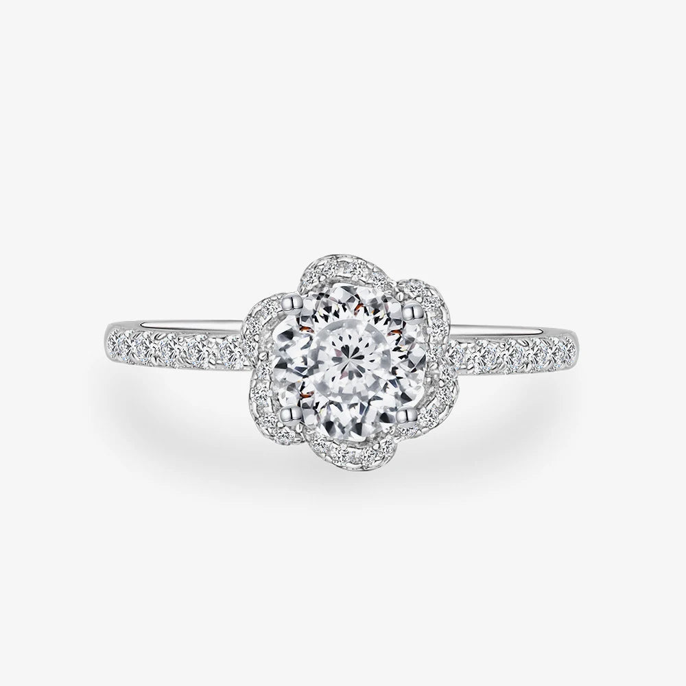 MuShan Jewelry Factory Hot Selling S925 Sterling Silver 1Carat 6mm Round High Carbon Diamond Dating and Commuting Ring for Women