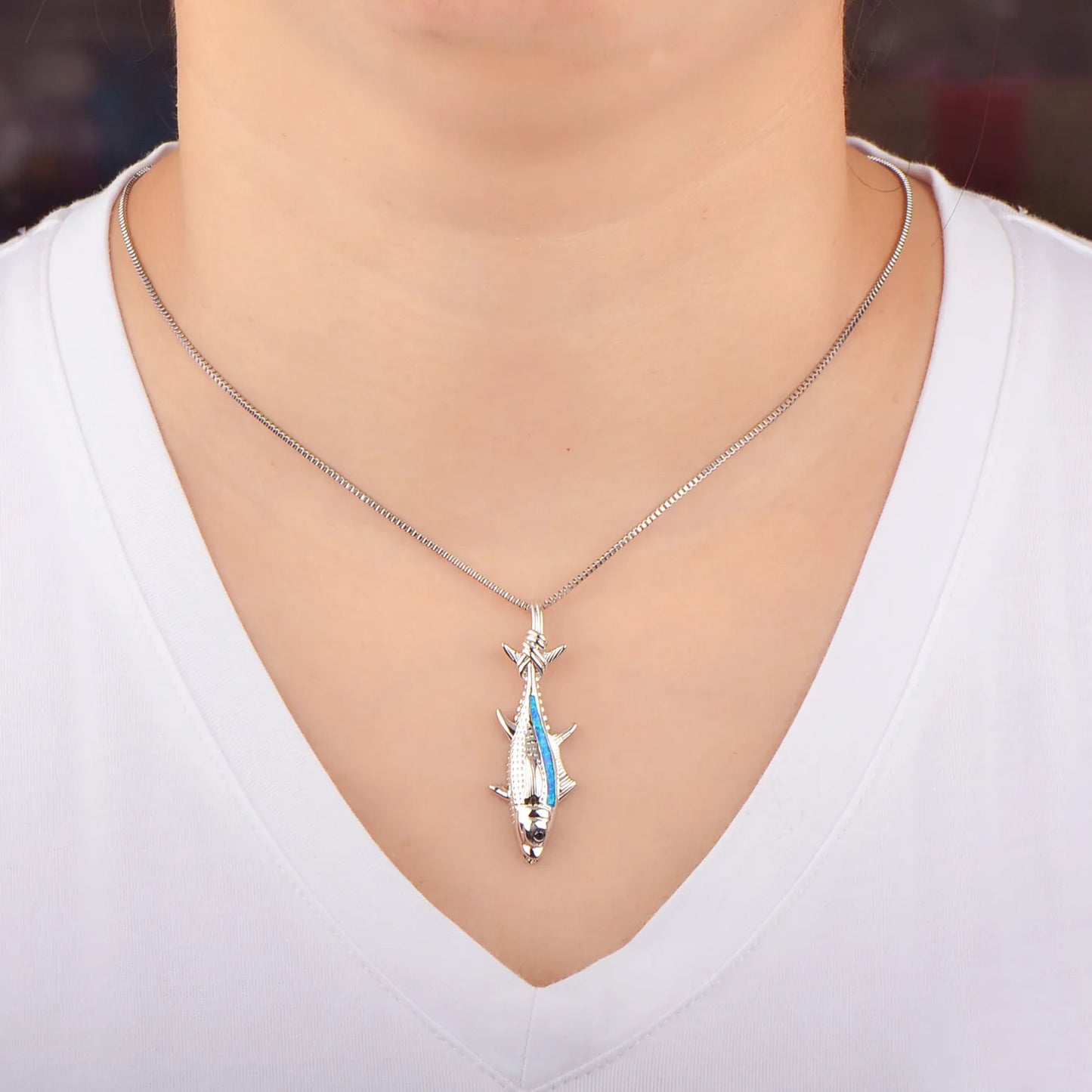 Animal Silver Plated Copper Alloy Opal Lariat Necklace for Women Aobao
