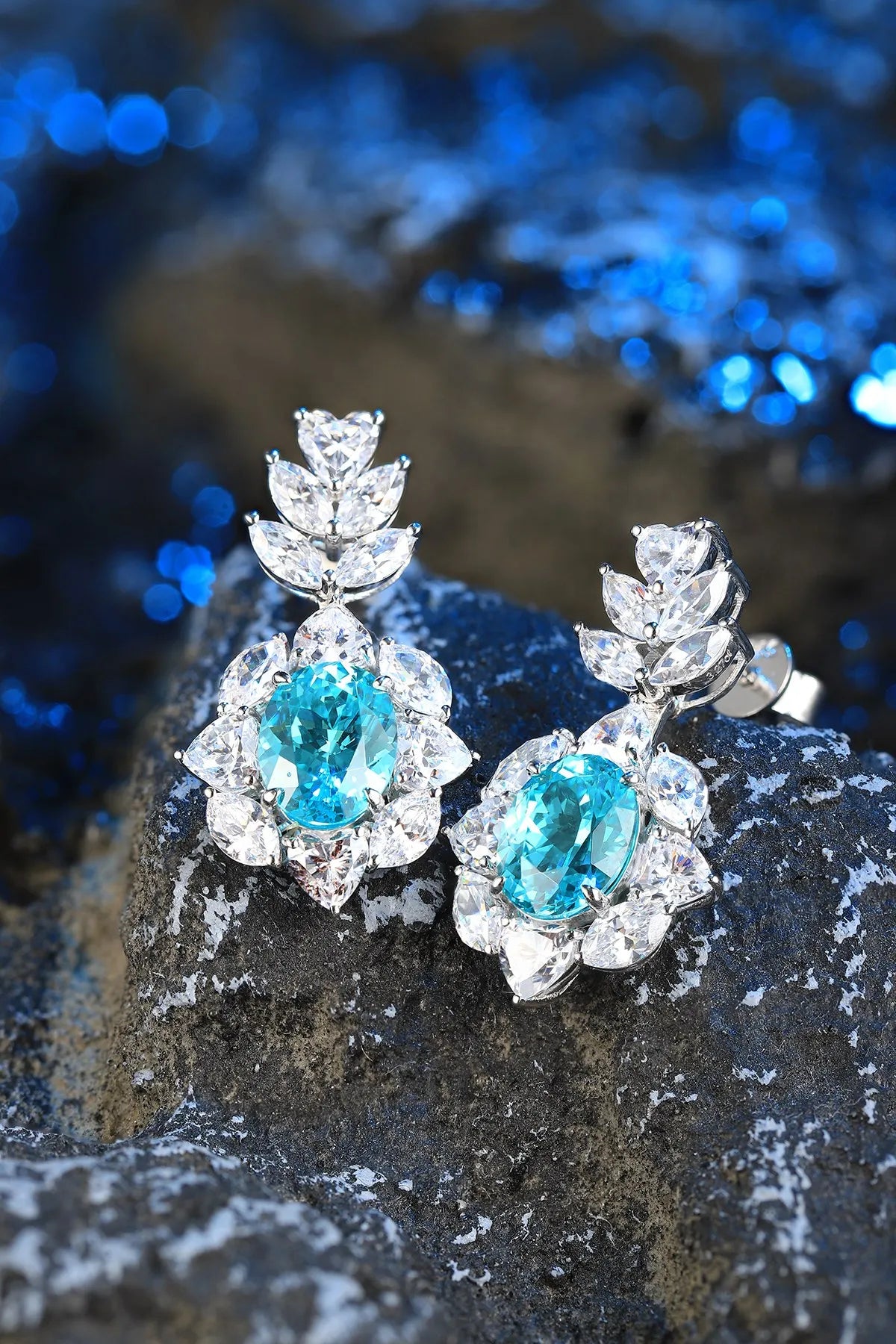 Gemfiori Anster High Quality S925 Lab Grown Paraiba Earring Stud Dainty Gemstone Stud Earrings for Women Daily Wear Gift