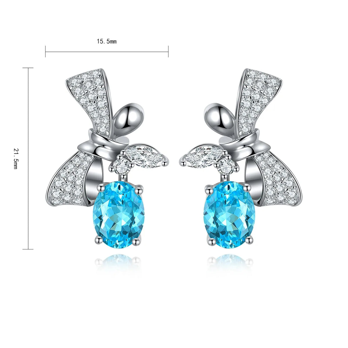 Gemfiori Anster High Quality S925 Lab Grown Paraiba Earring Stud Dainty Gemstone Stud Earrings for Women Daily Wear Gift