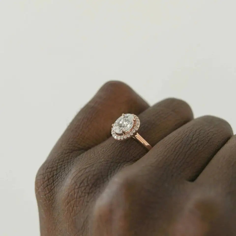 Oval Cut Prong Setting Solitaire Diamond Engagement Ring 14k/18k Gold Cute Unisex Big Natural Diamond Certified Ring