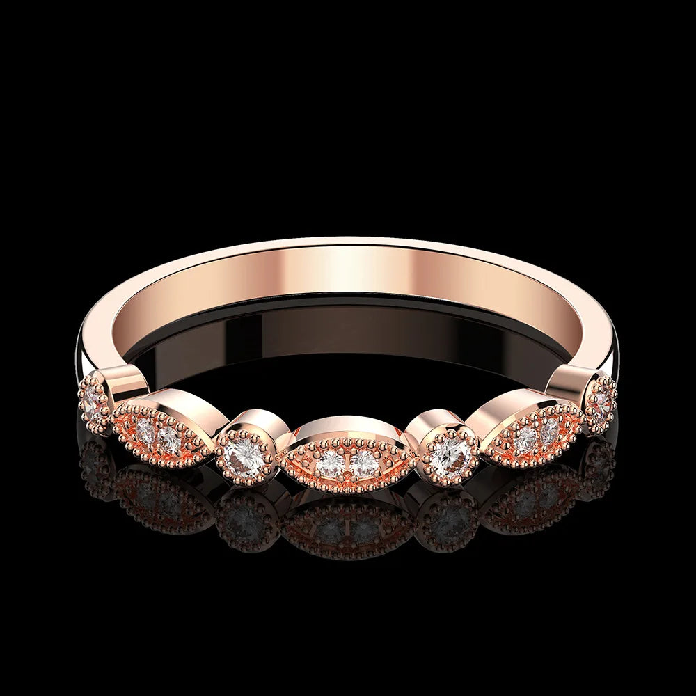 Silverelli | 925 Silver High Carbon Diamond Row Ring | Pave Setting | White & Rose Gold