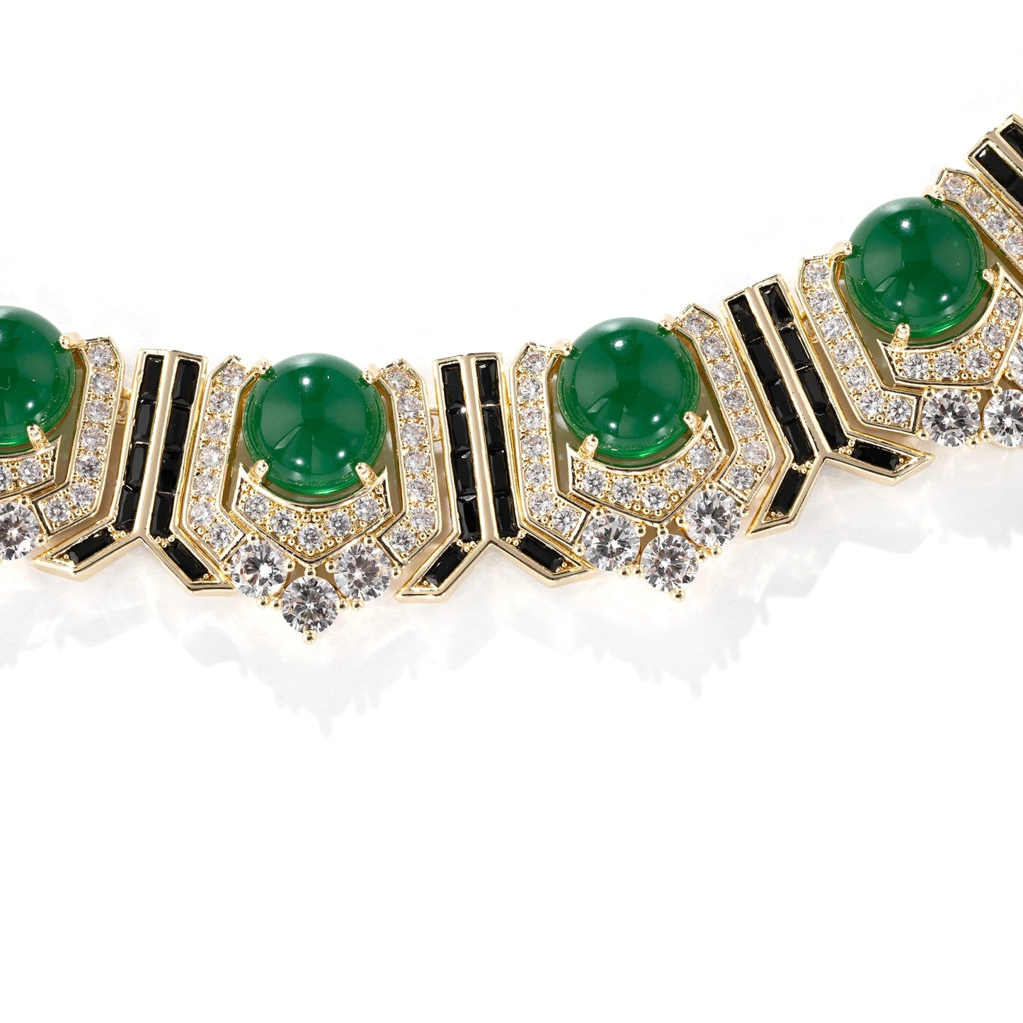 Vintage Zirconia Geometric Choker Necklace & Earrings Bridal Set — Red, Green & Purple