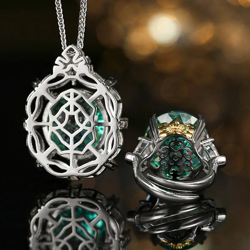 REDheart Copper Inlaid Zircon Gold-Plated Two-Color Line Trendy Pendant Flower Shape Women's Party Wedding Engagement Black Gray Brushed