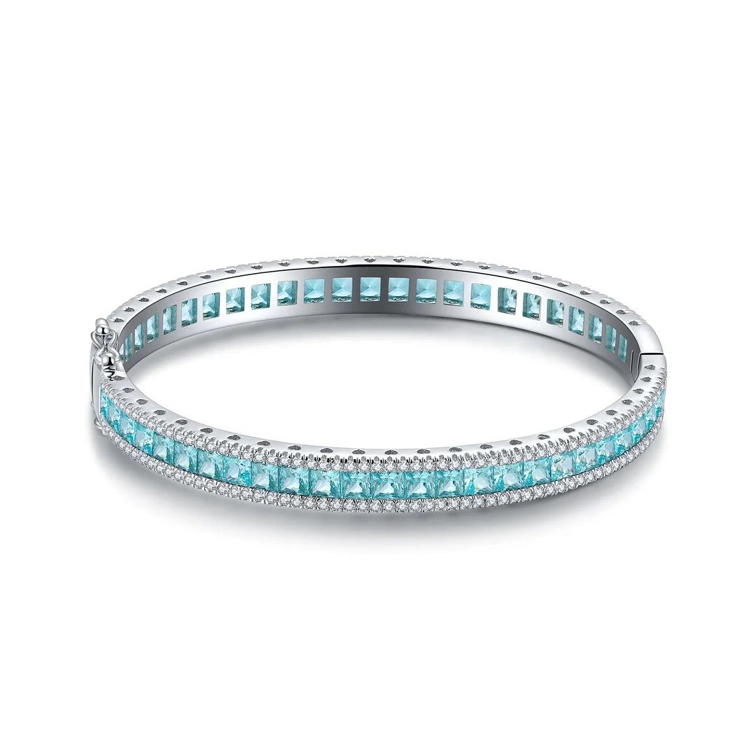Gemfiori Brand New Bangles Women Jewellery Trending Pure 925 Sterling Silver Bangles for Female Lab Grown Paraiba Bracelets High Quality