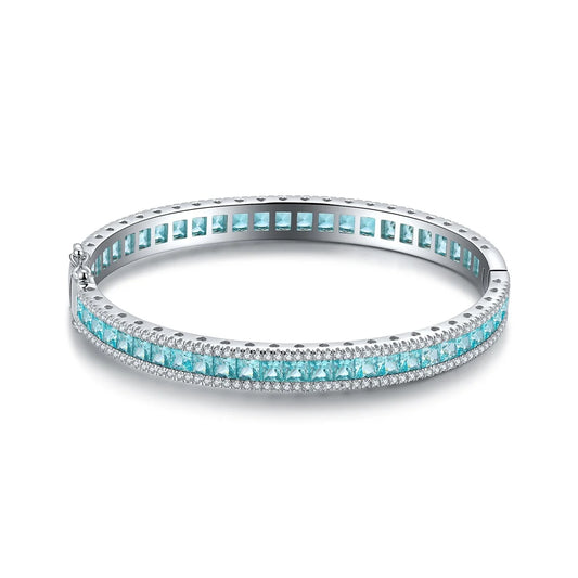 Gemfiori Brand New Bangles Women Jewellery Trending Pure 925 Sterling Silver Bangles for Female Lab Grown Paraiba Bracelets High Quality