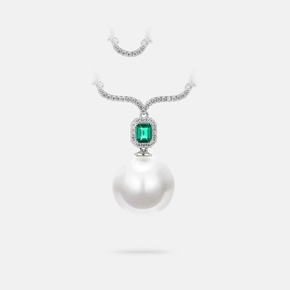 MUSHAN Jewelry Factory Pearl Necklace Jewelry Emerald Cross Border Accessories S925 Sterling Silver Simple and Elegant Jewelry