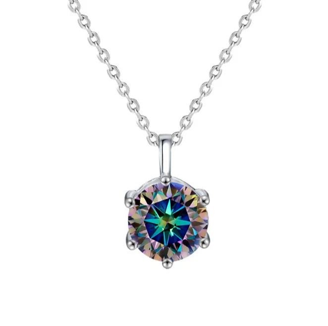 1pc Moissanite Necklace 1CT D Color Solitaire Pendant S925 Silver Chain Daily Elegant Jewelry Gift for Her