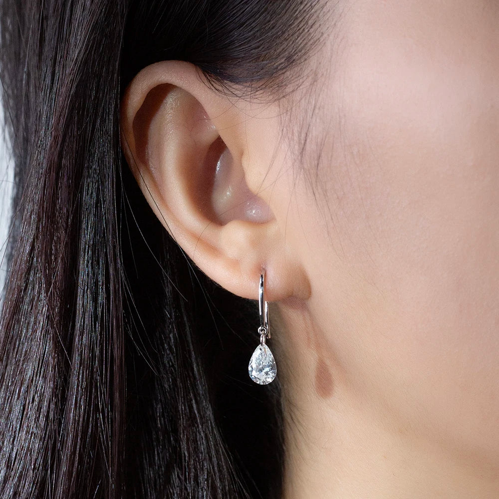 Gemfiori MSE-840 9K Solid Gold With 1ct Each Loose Lab Grown Diamond Pear Cut Solitaire Earring Hop Sale Gold Gemfiori Price