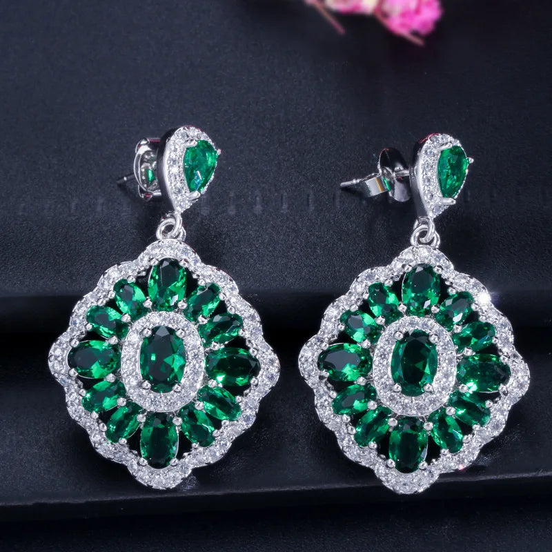 XOTICA Luxurious 925 Silver Drop Earrings for Women Multicolor Zirconia Wedding & Party Jewelry Earings-for Gift