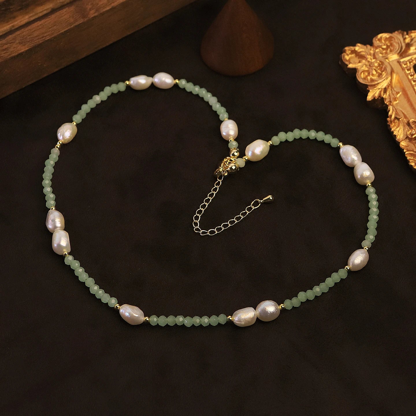 Natural Freshwater Pearl Crystal Beaded Necklace for Women Daily Wear Wedding Vacation Dainty Bridal Necklace Bohemian Jewelry